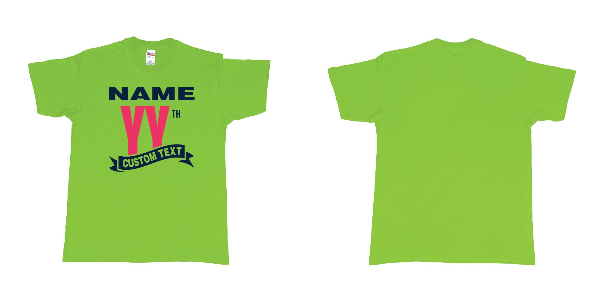 Custom tshirt design  in fabric color lime choice your own text made in Bali by The Pirate Way