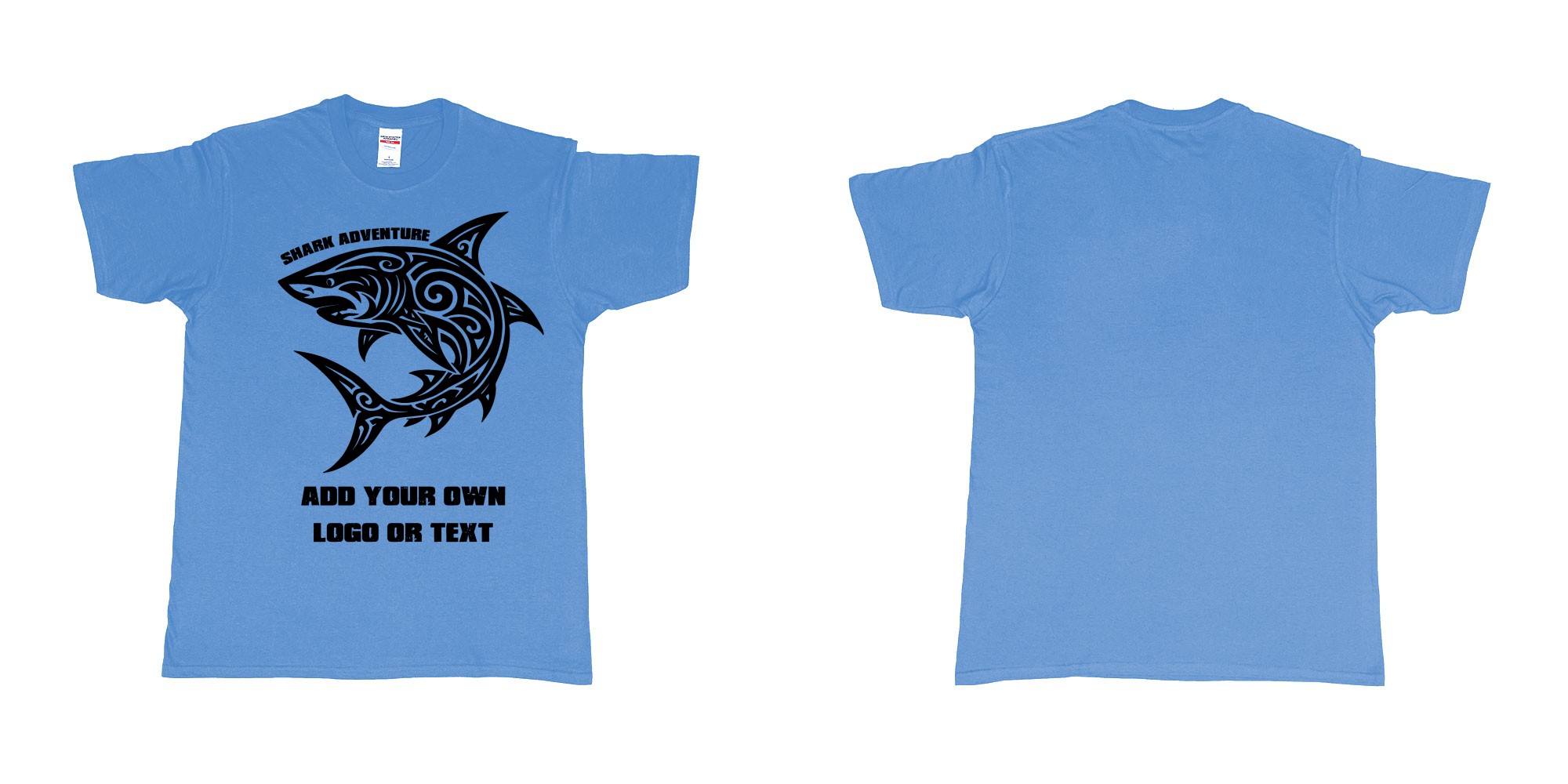 Custom tshirt design  in fabric color carolina-blue choice your own text made in Bali by The Pirate Way