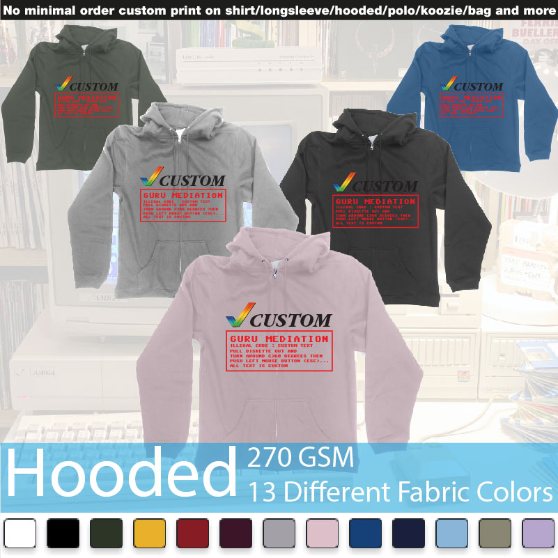 Amiga Guru Mediation Logo All Custom Text Print Hooded Samples On Demand Printing Bali