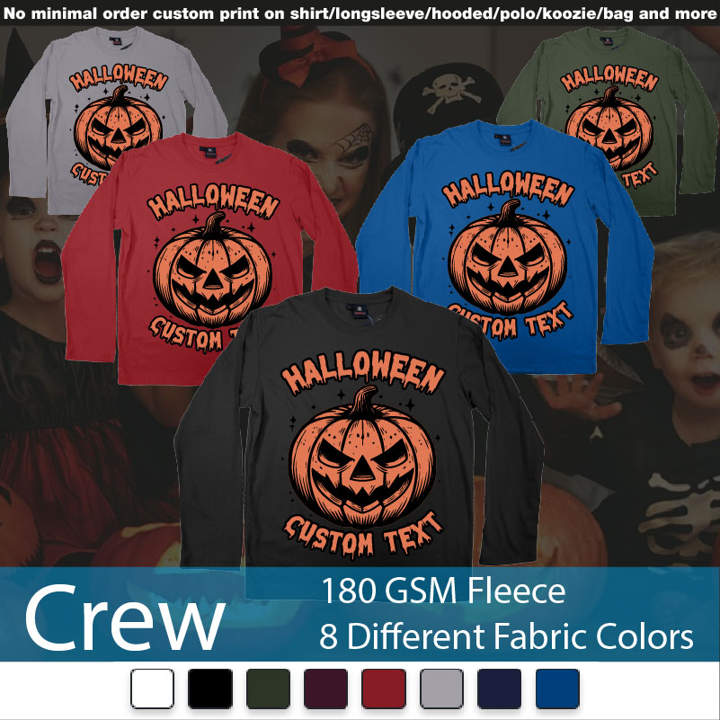 Halloween Pumpkin Scary Custom Own Text Bali Crewneck Long Sleeved Sweatshirt Sweatshirt On Demand Printing Bali