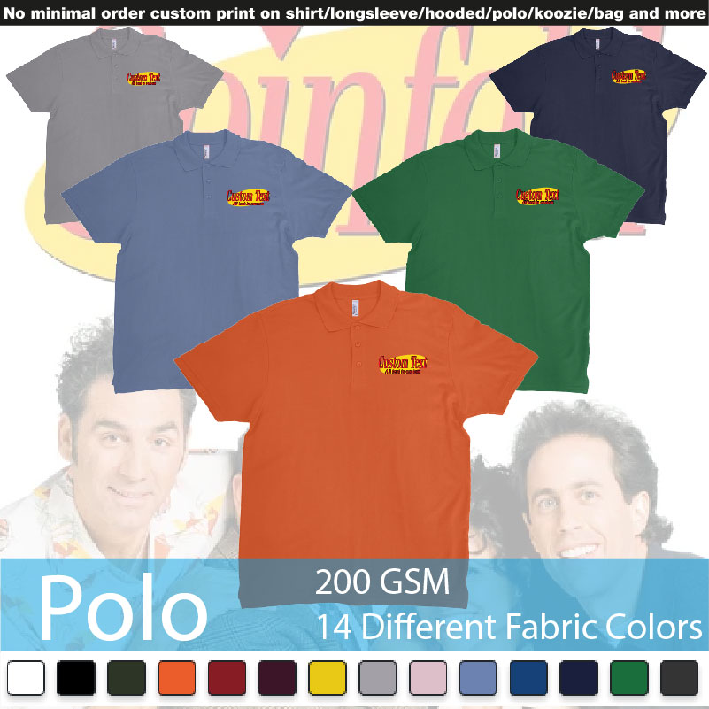 Jerry Seinfeld Tv Show Logo Custom Own Text Same Style Polo Shirts Samples On Demand Printing Bali