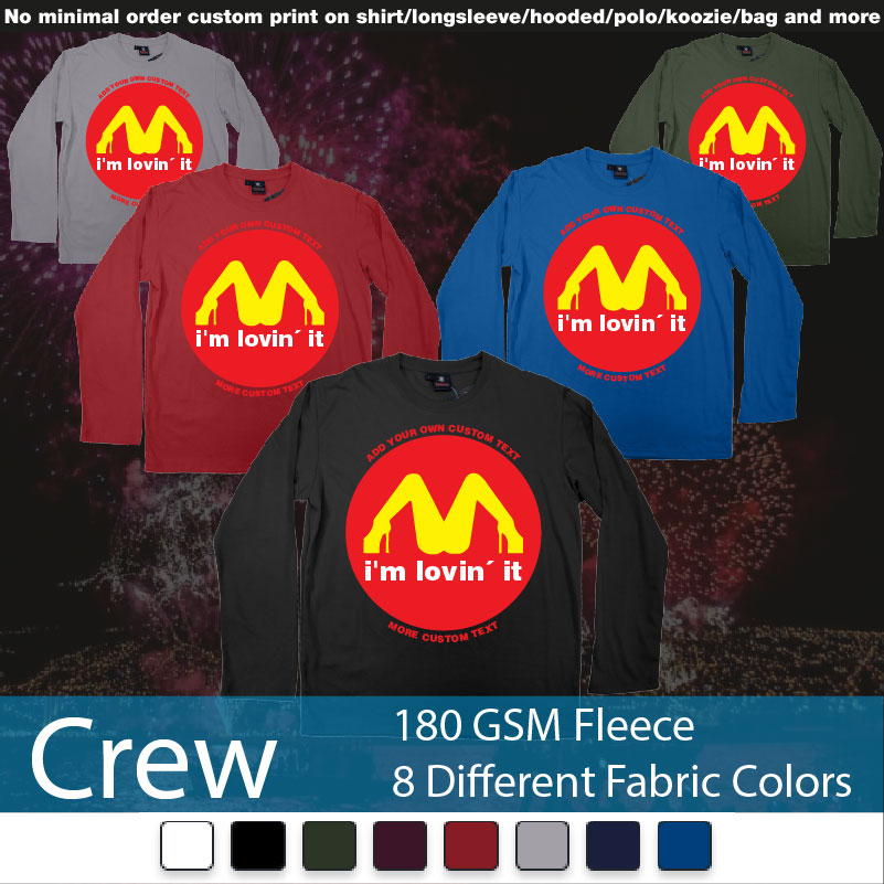 Mcdonalds Im Lovin It Custom Text Crewneck Long Sleeved Sweatshirt Sweatshirt On Demand Printing Bali