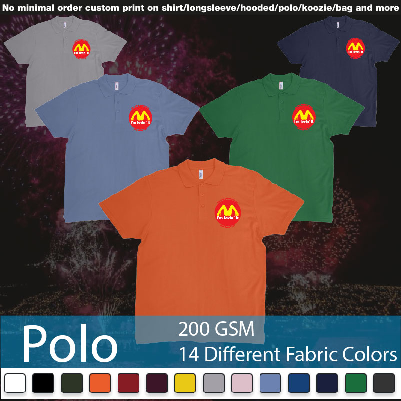 Mcdonalds Im Lovin It Custom Text Polo Shirts Samples On Demand Printing Bali