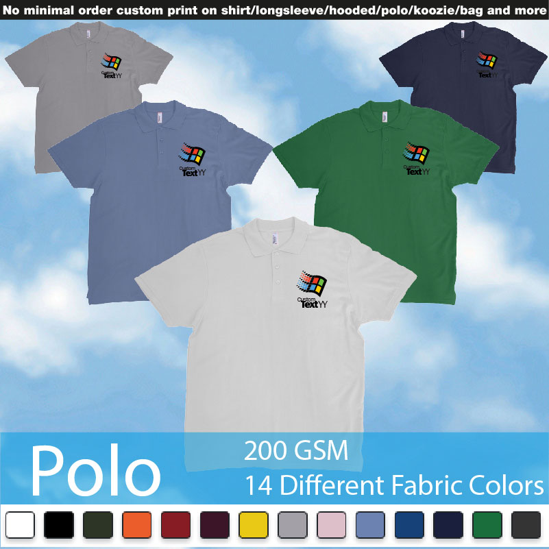 Microsoft Windows 95 Classic Logo Custom Text And Year Print Polo Shirts Samples On Demand Printing Bali
