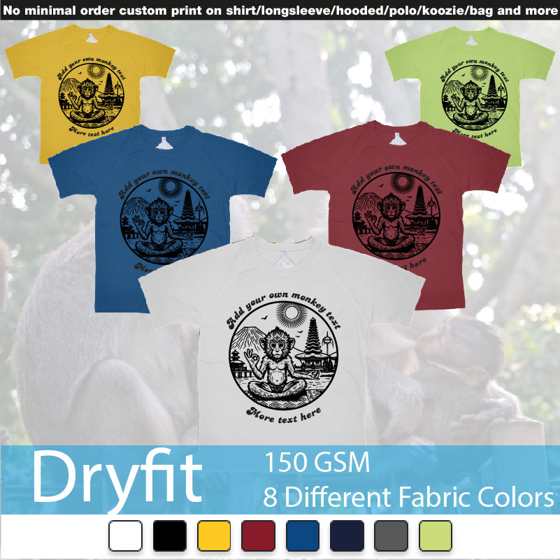 Monkey Yoga Bali Drawing Design Ubud Custom Text Dryfit Tshirts Samples On Demand Printing Bali