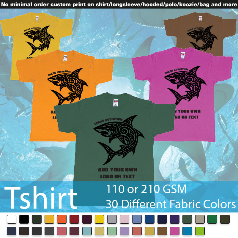 Shark Tribal Add Own Logo Or Text Bali Tshirt Design Roundneck Tshirt Samples On Demand Printing Bali